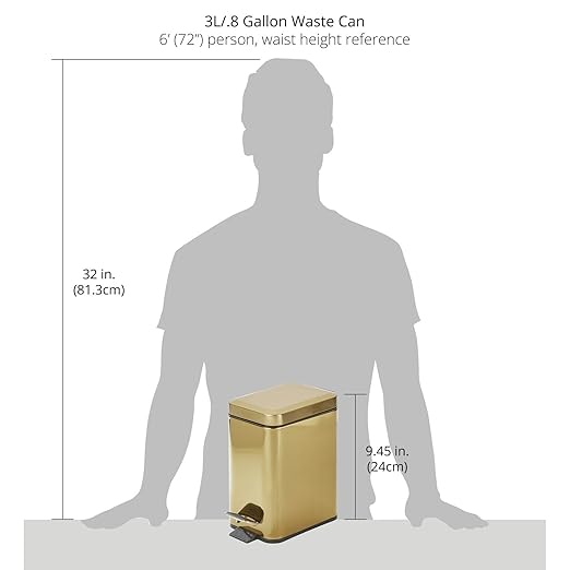 mDesign Slim Metal Rectangle 0.8 Gallon Trash Can - Image 4