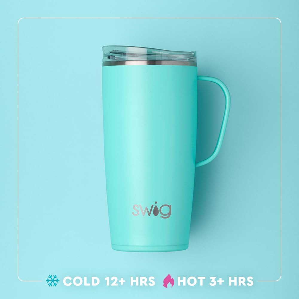 Swig Life 22oz Travel Mug, Insulated Tumbler with Handle and Lid, Travel Coffee Mug, Cup Holder Friendly, Stainless Steel 22 oz Tumbler, Reusable Insulated with Lid (Michigan)