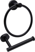 2pcs Matte Black Toilet Paper Holder and Towel Ring Set, Stainless Steel Hand by Mdvora