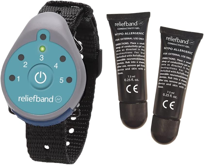Reliefband Classic Wristband | FDA Cleared Relief for Motion Sickness (Car, Air, Train, Sea), & Morning Sickness | Drug Free (1 Extra Gel Tube)