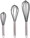 Silicone Whisk set of 3, 8+10+12in Kitchen Balloon Wire Whisks, Hand Egg Mixer by lelasety