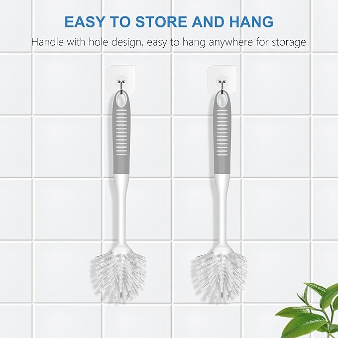 SetSail Dish Brush with Handle, 3 Pack Stiff Bristles Dish Scrubber with - Image 3