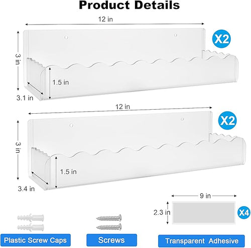 12 inch Spice Rack Wall Mounted, 4 Pack Spice Organizer Shelf - Image 2