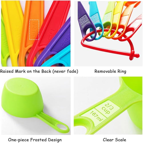 12 Piece Measuring Cups and Spoons Set, Colored Kitchen Measure Tools, Durable - Image 2