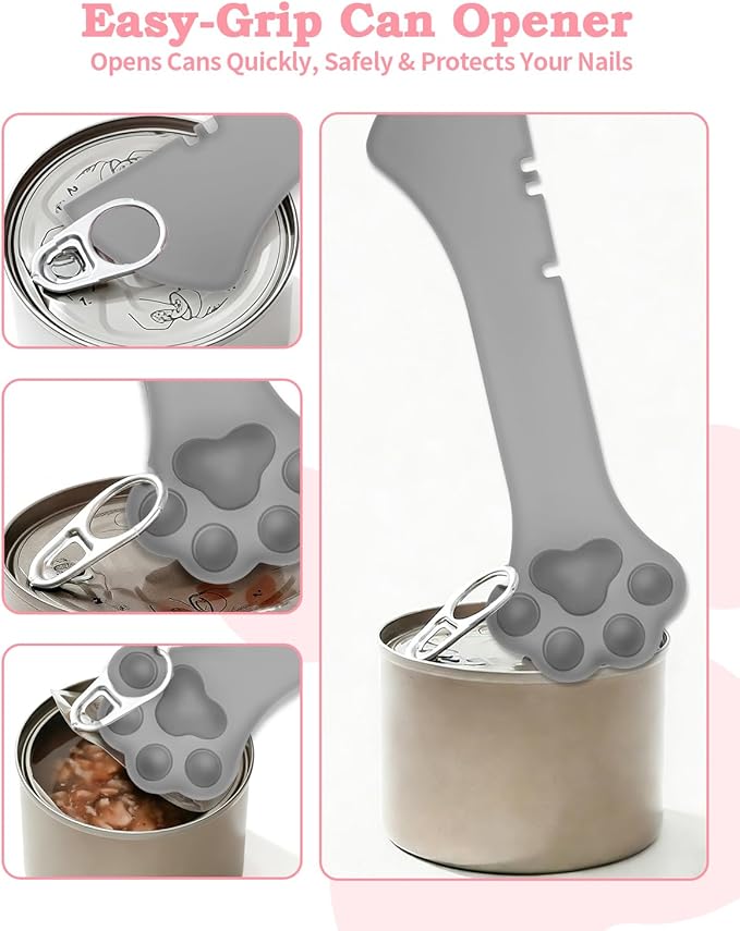 6 PCS Cat Food Can Covers Lids Set, Cat Bar Squeezer, Stainless Steel Wet Food - Image 4