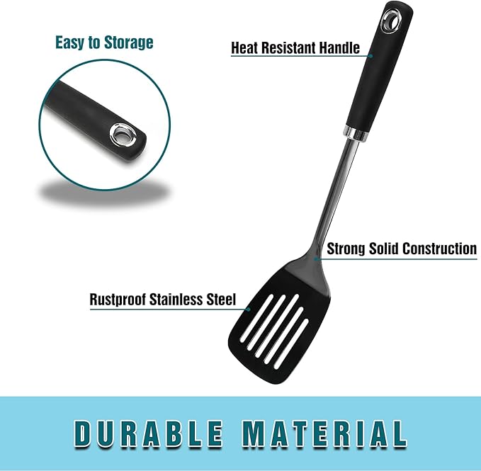 Metal Spatula, Stainless Steel Slotted Turner - Image 2