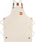 Chef Aprons for Men Women with Large Pockets, Cotton Canvas Water Repellent by Cardkiss
