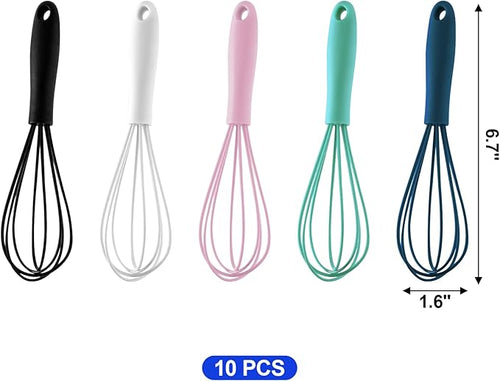 10-Piece Mini Multicolor Silicone Whisks, Heat-Resistant Up to 500°F - Image 2