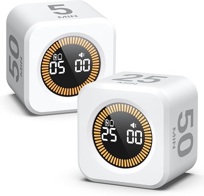 2 Pack - KADAMS Pomodoro Cube Timer Productivity Visual Timer - 5/10/25/50 Min - Image 7