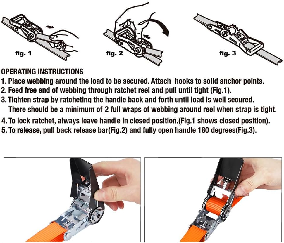 XSTRAP STANDARD Ratchet Tie Down Straps 4 Pk 10 Ft- 300 Lbs Load Cap- 900 Lbs Break Strength-Cargo Straps for UTV, ATV, Pickup,Truck, Moving Appliances, Lawn Equipment, Orange