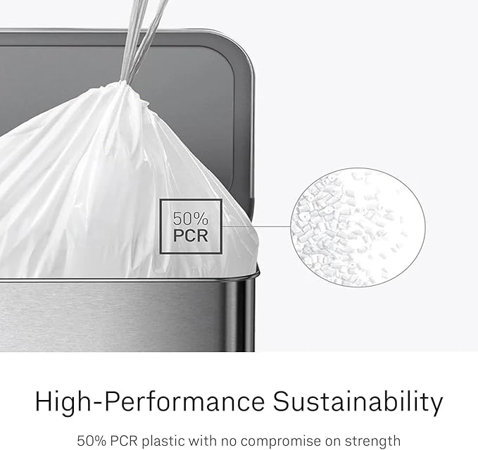 simplehuman Code Q 200 Count Custom Fit Liners, Drawstring Kitchen Trash Bags - Image 5