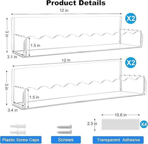12 inch Spice Rack Wall Mounted, 4 Pack Spice Organizer Shelf - Image 2