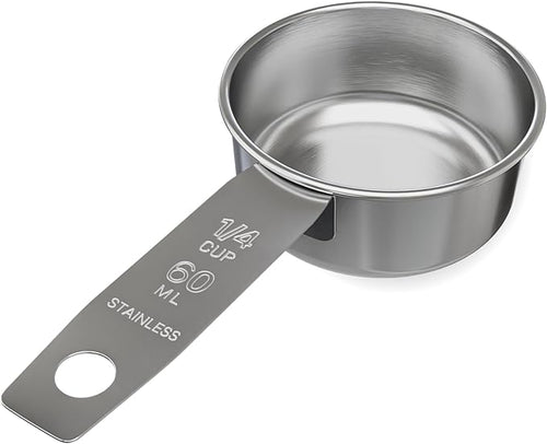1/4 Cup Stainless Steel Measuring Cup | Sturdy Metal 60 ml | 60 cc | 2 oz | by Knupp+Co.