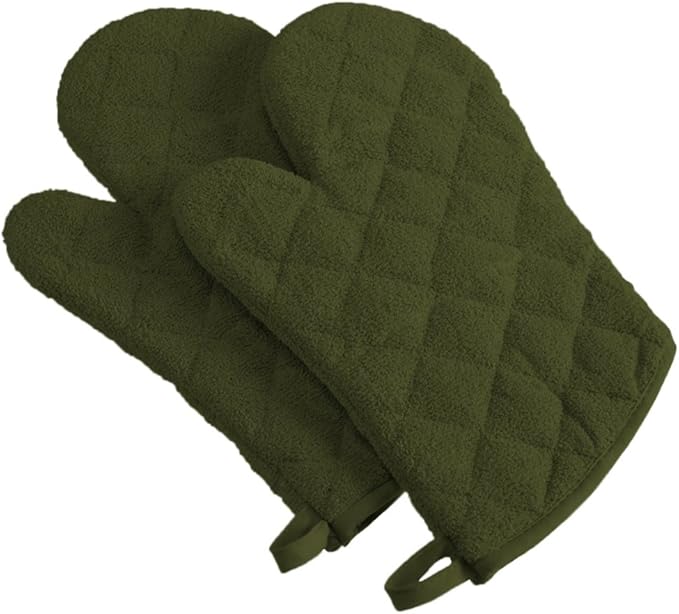 DII Basic Terry Collection 100% Cotton Quilted, Oven Mitt, 2 Piece by DII