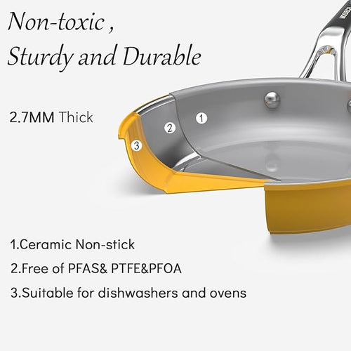10-Inch Ceramic Non-Stick Cookware Set, 8-in-1 Multifunctional Cookware - Image 2