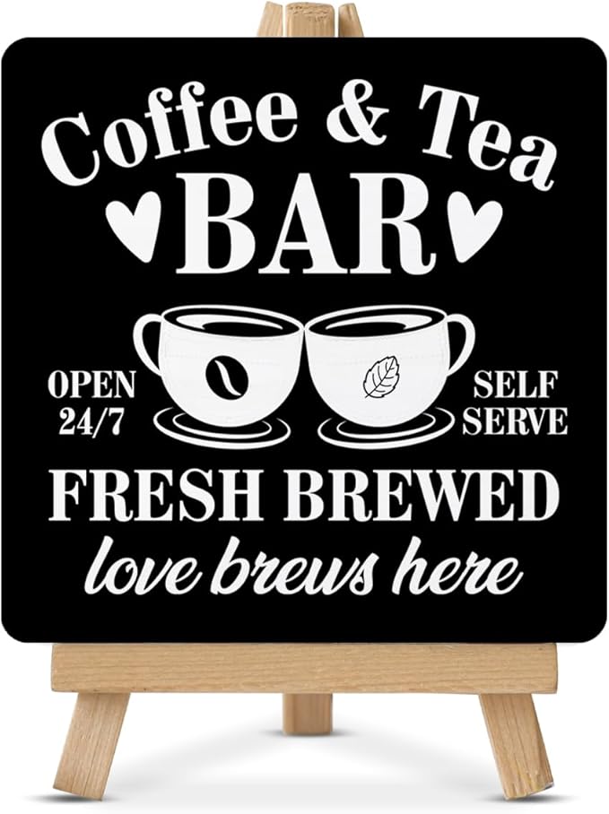 Coffee Tea Bar Decor, Coffee and Tea Bar Wood Sign by HOIJAUMAI