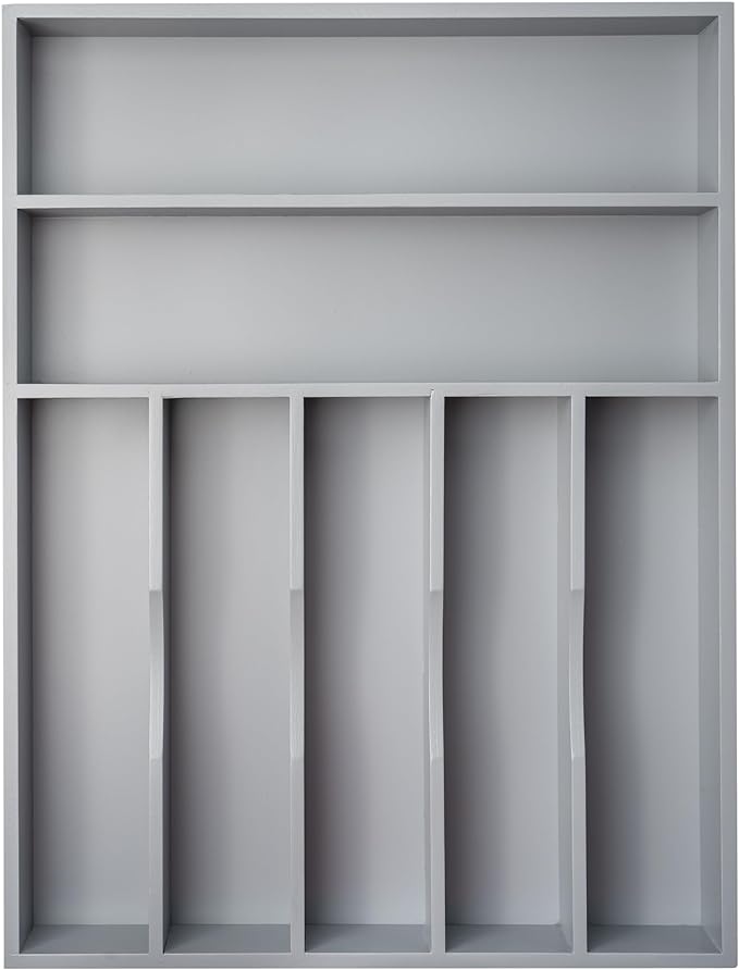 Besilord Silverware Organizer 13 Inch Gray Bamboo Kitchen Drawer Organizer 7 by Besilord
