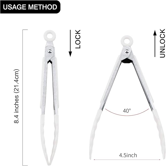 7 inch Cooking Tongs, MSY BIGSUNNY Set of 3 Mini Kitchen Tongs Silicone Serving - Image 2