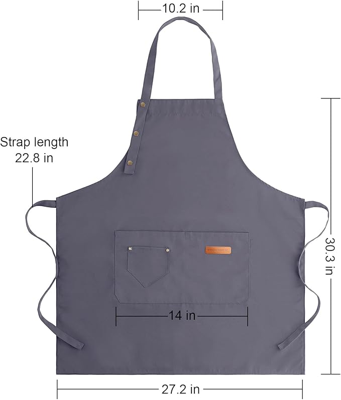 Apron for Men Women with Adjustable Straps and Large Pockets, Canvas Cotton - Image 6