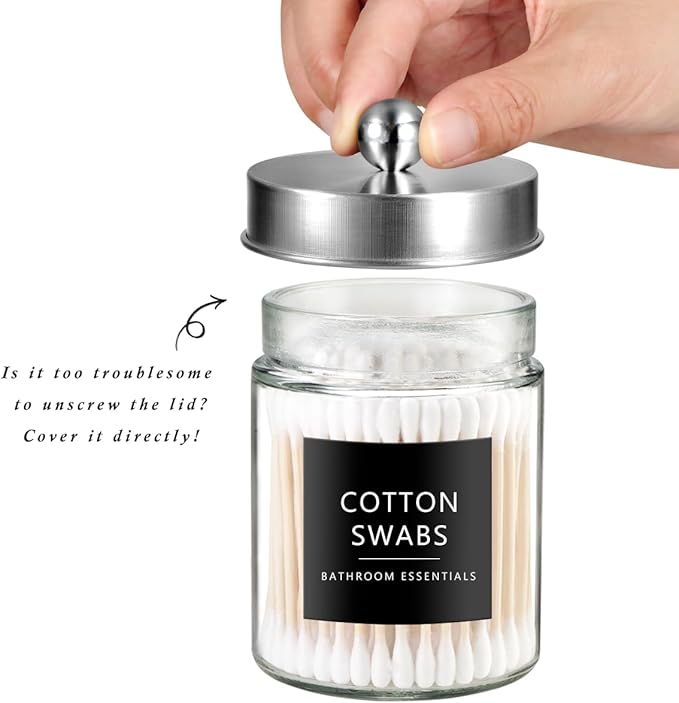 SheeChung Qtip Dispenser Holder 1pcs, Glass apothecary jars - Image 4