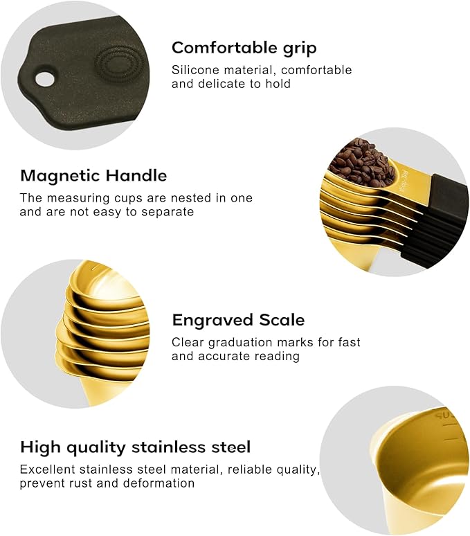 Magnetic Measuring Cups and Spoons Set, Including 7 Stainless Steel Nesting - Image 3