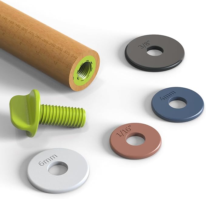 Rolling Pin with Adjustable Thickness Rings and Pastry Baking Mat Dough - Image 9