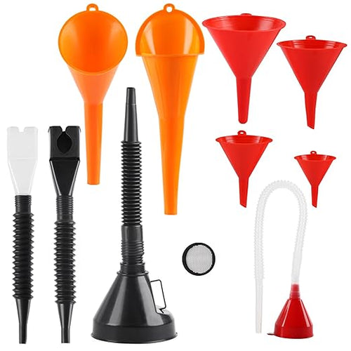 10 Pcs Automotive Funnels Set, Wide Mouth Fuel Funnels, Plastic Long Neck Oil by XhjzgcTech