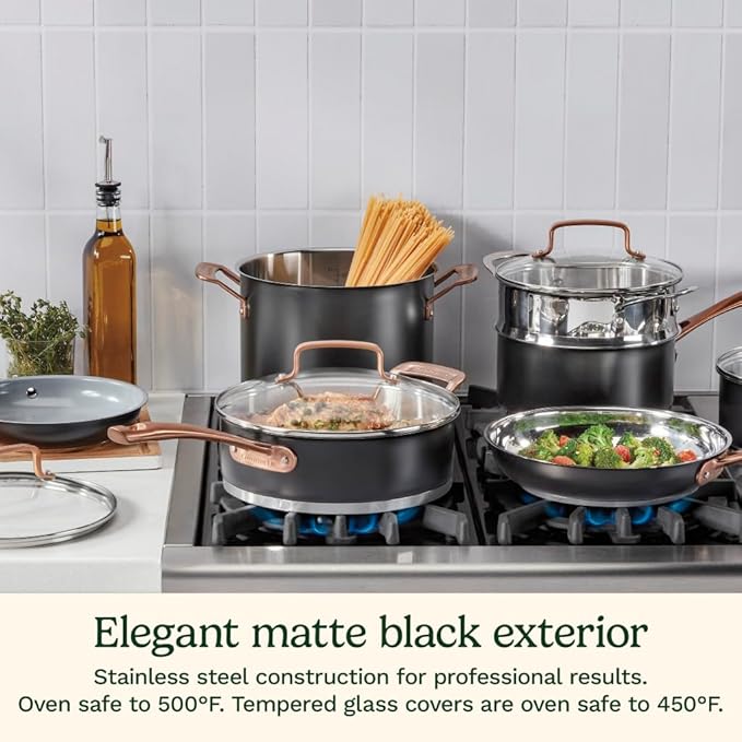 Cuisinart 11-Piece Matte Black Elegance Cookware Set - Image 2