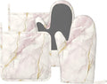 Oven Mitts and Pot Holders Light Pink White Marble Silicone Kitchen Accessories by DADABULIU