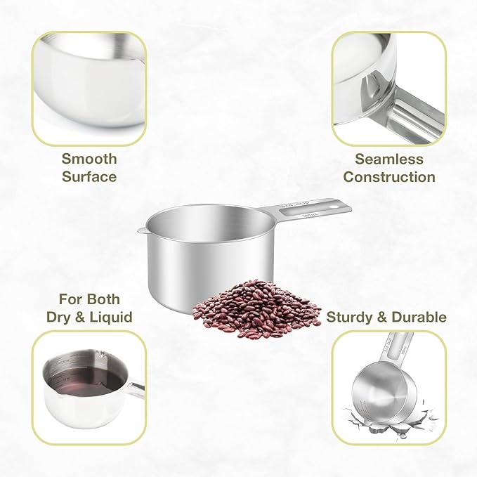 2PCS 3/4Cup Single Measuring Cup, Etched Inner Scale Stainless Steel Measure - Image 5