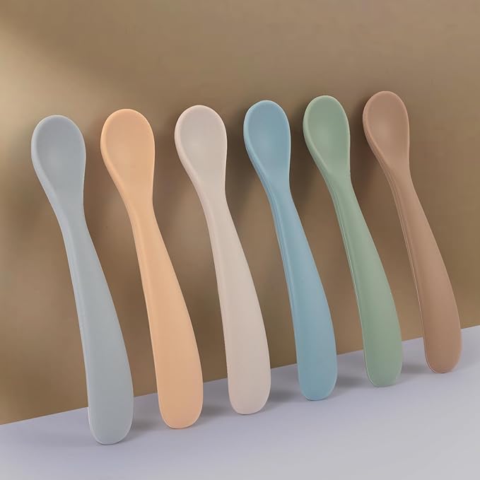Eascrozn Baby Spoons, 6 Pack First Stage Silicone Feeding Spoons, Soft Tip - Image 4
