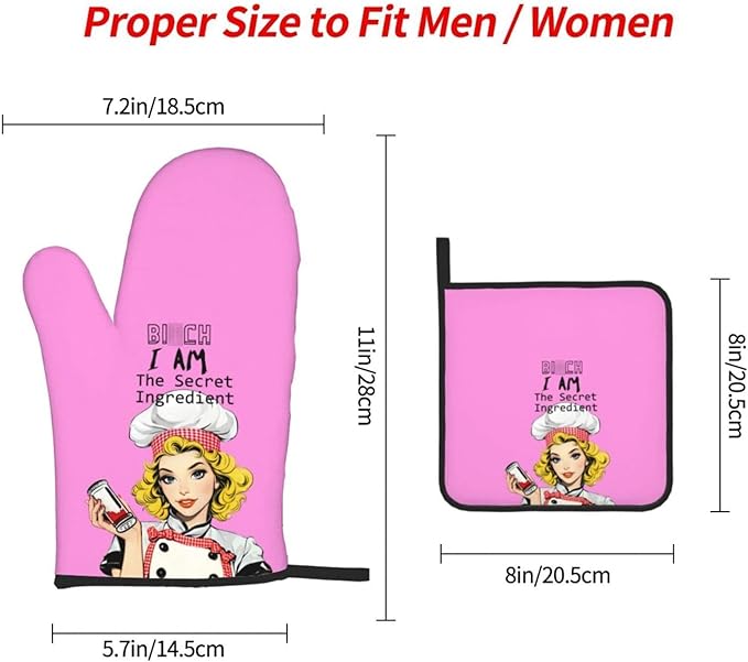 Funny Oven Mitts and Pot Holders Sets, Cute Kitchen Oven Mitts Heat Resistant - Image 4