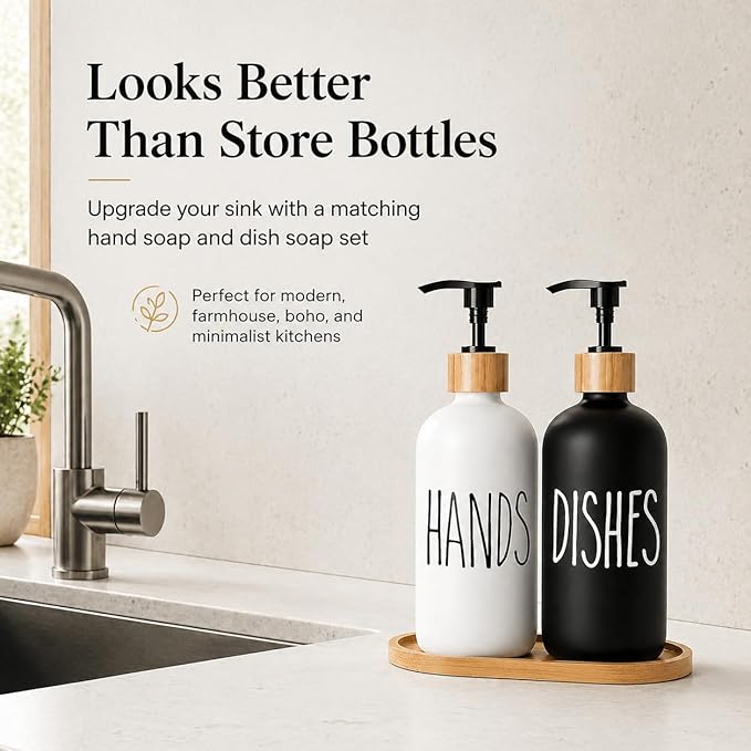 Dish Soap Dispenser for Kitchen Sink.Glass Hand Soap Dispenser, Modern - Image 5