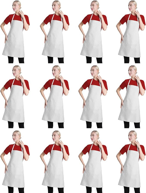 12 Pcs Bib Bulk White Aprons for Women Men Adult Girls Unisex by TSDSTORY