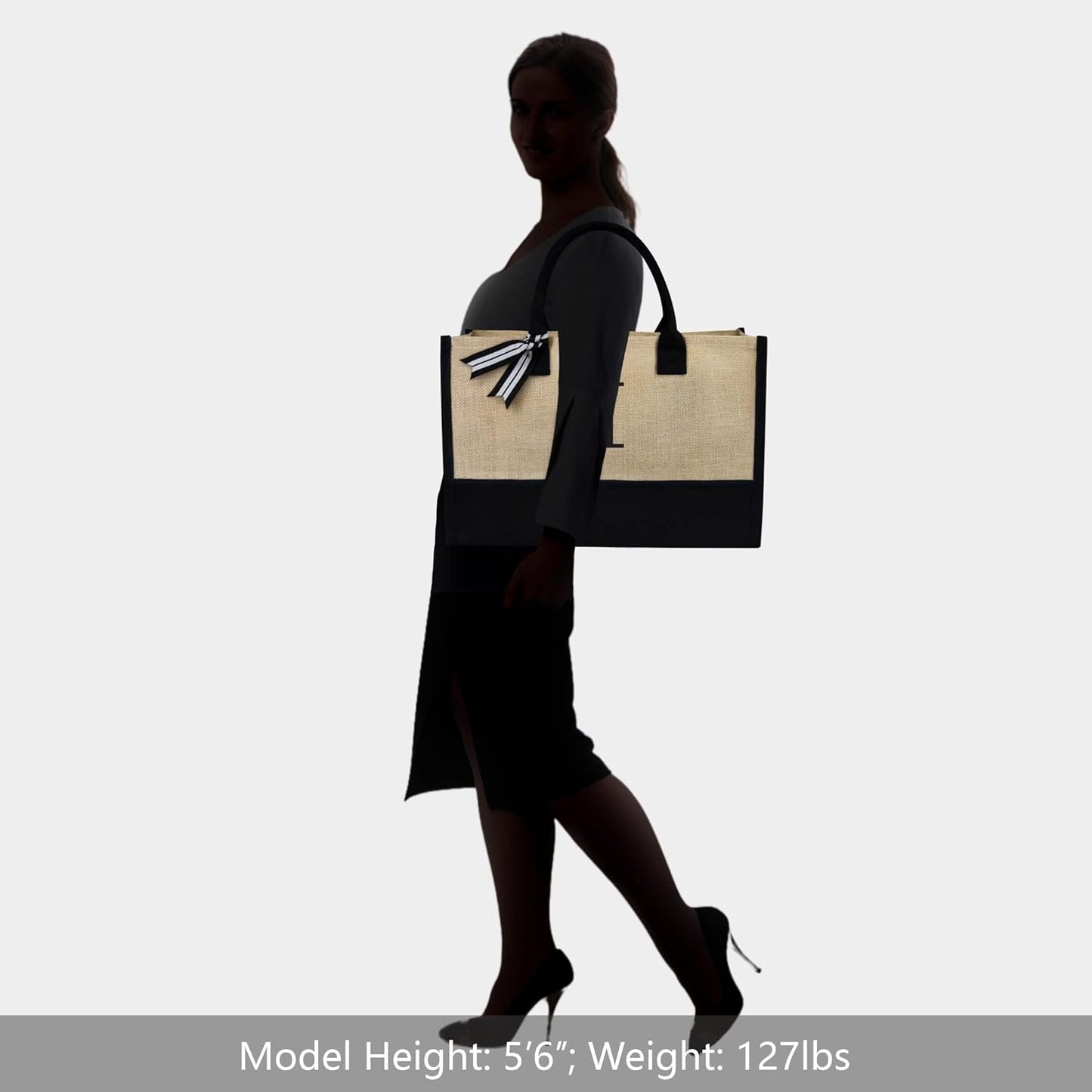 TOPDesign Initial Jute/Canvas Tote Bag, Personalized Present Bag, Suitable for Wedding, Birthday, Beach, Holiday, is a Great Gift for Women, Mom, Teachers, Friends, Bridesmaids (Letter I)