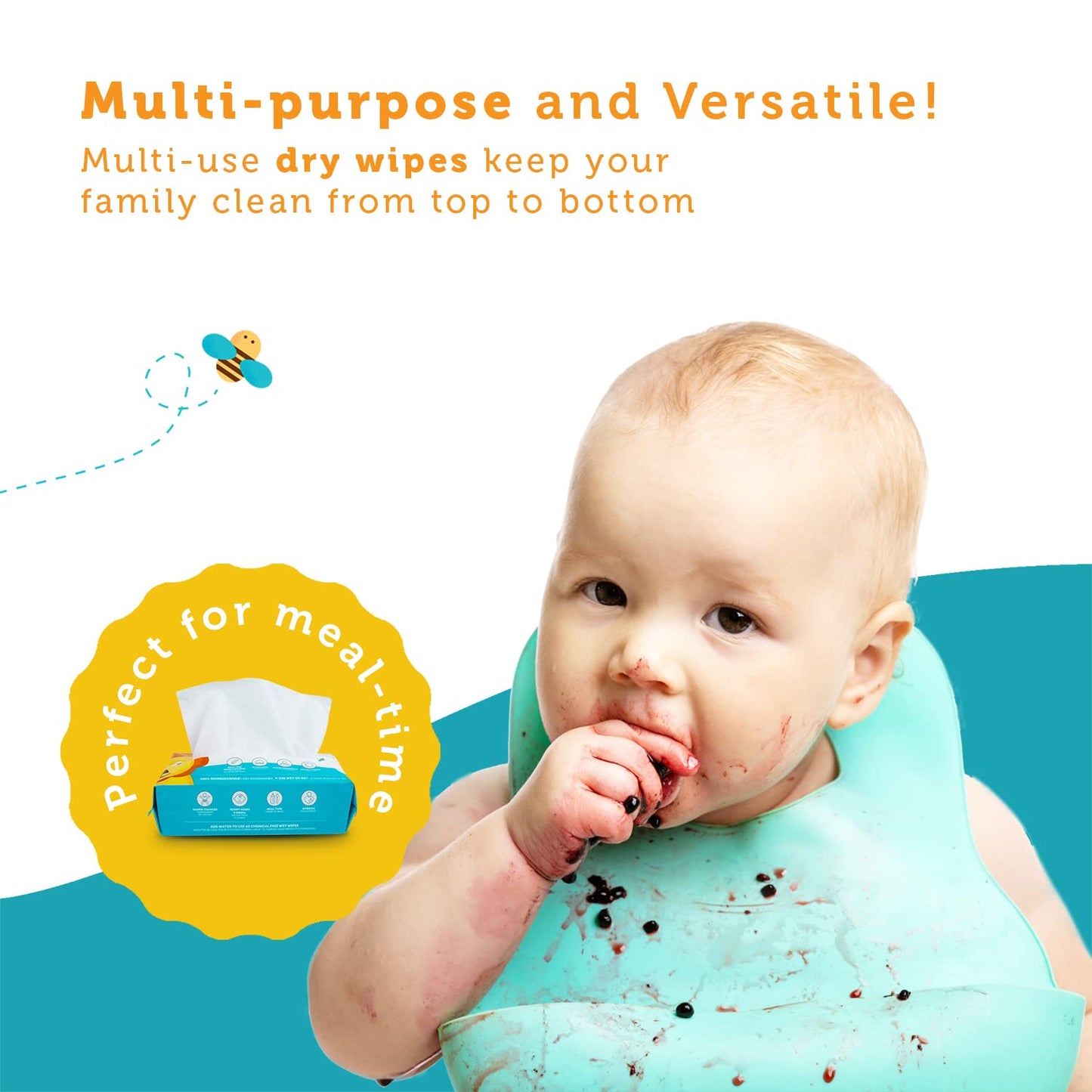 100% Pure Cotton Dry Wipes | 1200 Count | Use Wet or Dry | Soft & Sensitive | Hypoallergenic | Extra Strong & Absorbent | Perfect for Diaper Changes, Runny Noses, Drool, Meal Time & Nursing