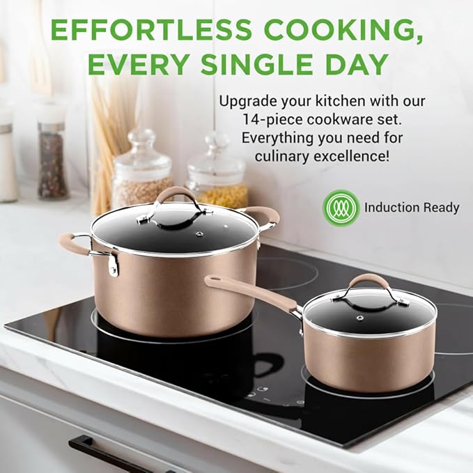 NutriChef 14-Piece Pots and Pans Set Non Stick – Induction Cookware Set - Image 2