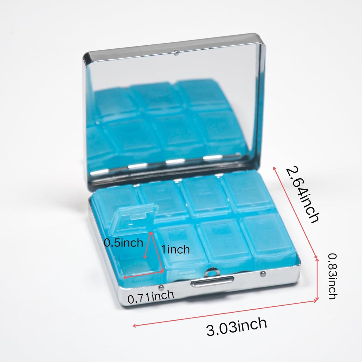 Cute and Stylish Metal Pill Box - Compact Portable Pill Organizer with 8 Compartments, Food-Grade Divider, Ideal for Travel, Vitamins, Jewelry, Cosmetics (Floral Cerebrum)
