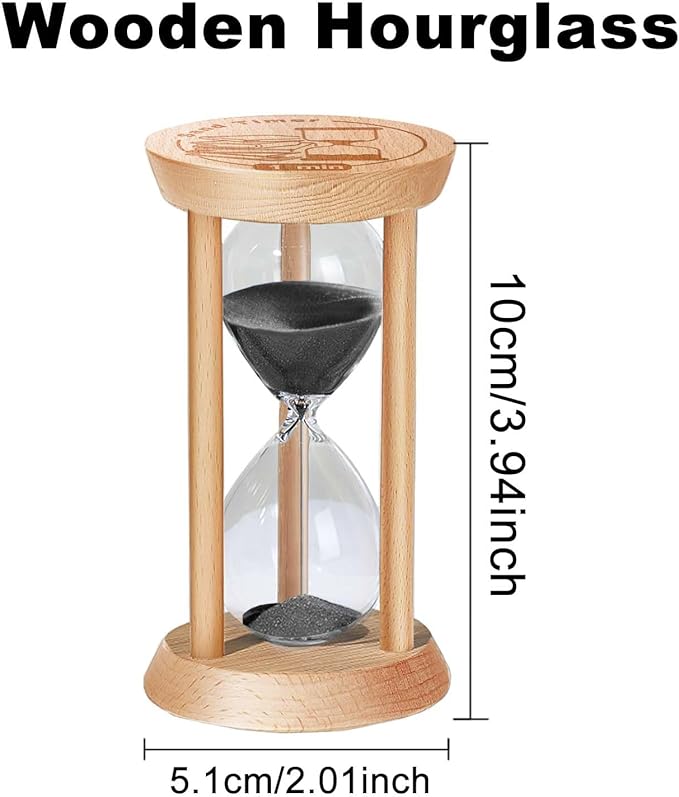 3 Minute Hourglass, 3 Min Wooden Sand Timer, Wood Sand Watch, Three Minute Mini - Image 2