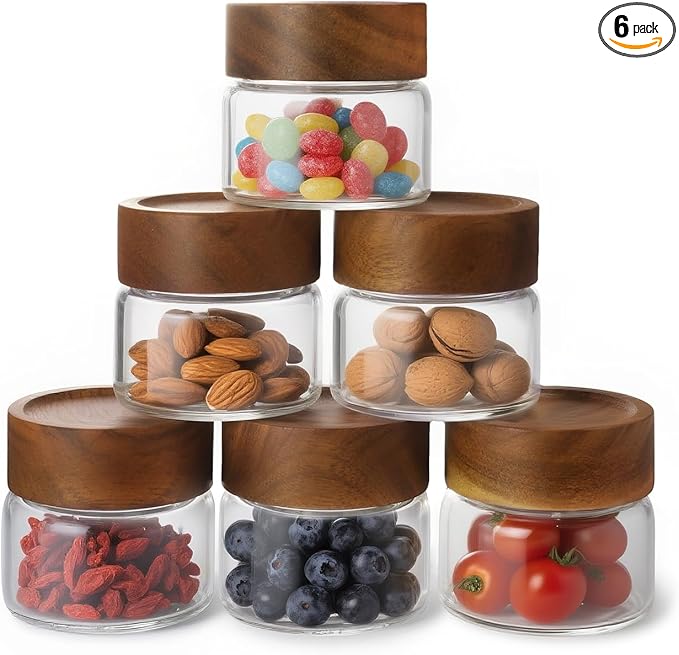 6-Pack 4 fl oz Stackable Airtight Glass Jars – Small Mason Jars designed by Unknown