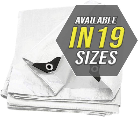 Large Waterproof Tarp - Heavy Duty 10 Mil Thick Poly Tarpaulin Ideal for Canopy Tents, Boats, RV or Pool Covers - Multipurpose Protective Tarps with Grommets for Indoor and Outdoor Use | 24' x 24'
