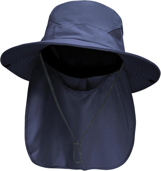 NPJY Sun Fishing Hats with Neck Flap for Men Women UV Sun Protection Bucket Hat