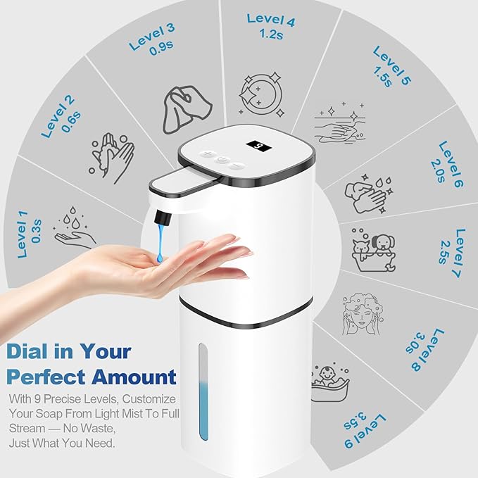 Automatic Liquid Soap Dispenser, 9 Adjustable Levels, 380ml/12.8oz, Touchless - Image 3