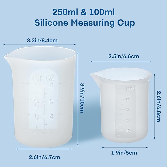 Gartful 250ml & 100ml Silicone Measuring Cups, Silicone Mixing Cups - Image 2