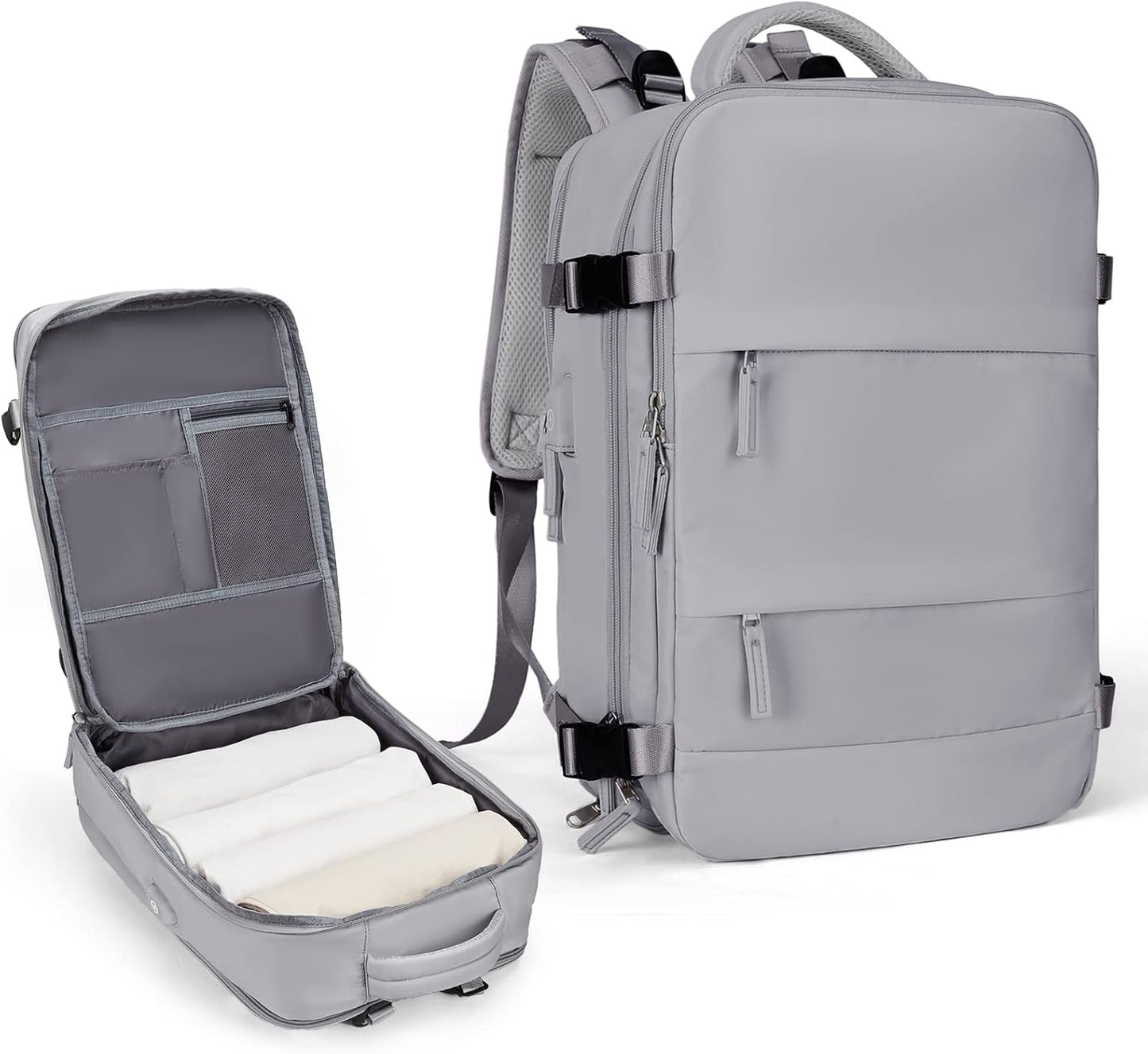 coowoz Travel Backpack For Women Men,Carry On Backpack,Hiking Backpack Waterproof Outdoor Sports Rucksack Casual Daypack Travel Essentials(Grey)