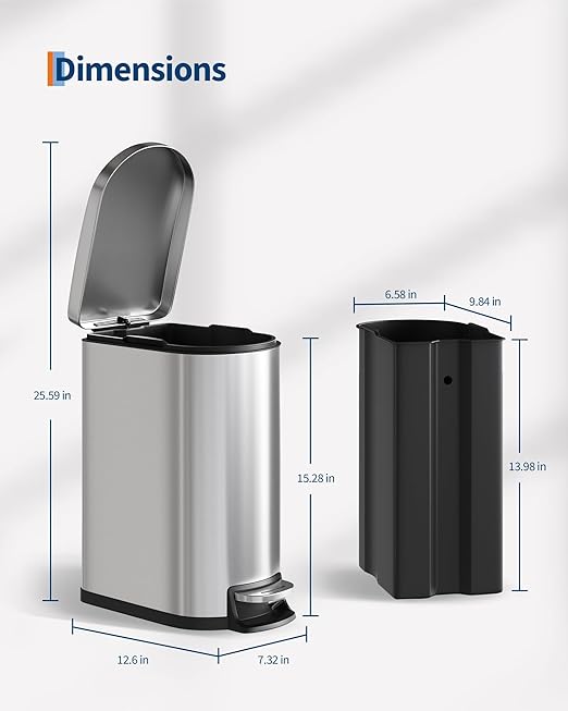 GarveeHome 13 Gal & 2.6 Gal Trash Can Combo Set, Kitchen Trash Can and Bathroom - Image 8