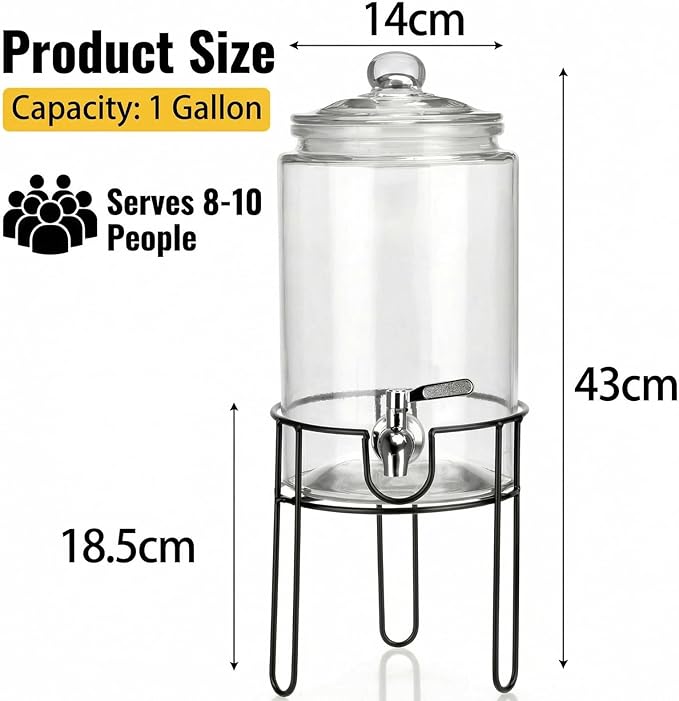 1 Gallon Drink Dispenser with Stand, Drink Dispensers - Image 5