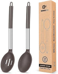 Pack of 2 Large Silicone Cooking Spoons, Non Stick Solid Basting Spoon by BUNDLEPRO