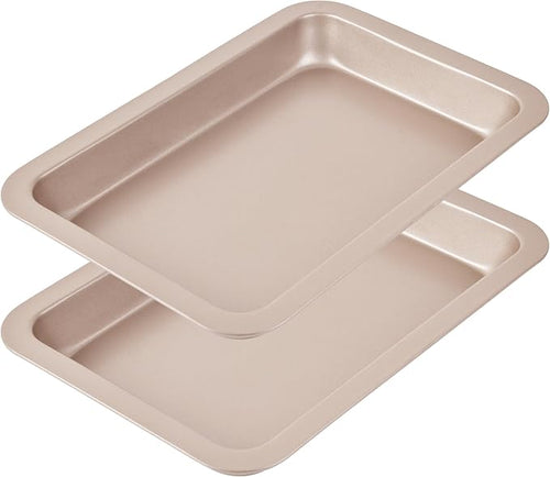 10-Inch Nonstick Shallow Cake Pan, Rectangle Bread Loaf Pan, Baking Sheet Set by Bakeley