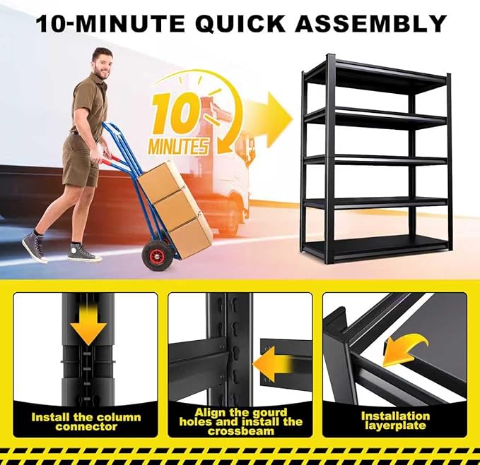 Set of 7, Adjustable Heavy Duty Metal Shelving Unit and Storage Large Rack - Image 7